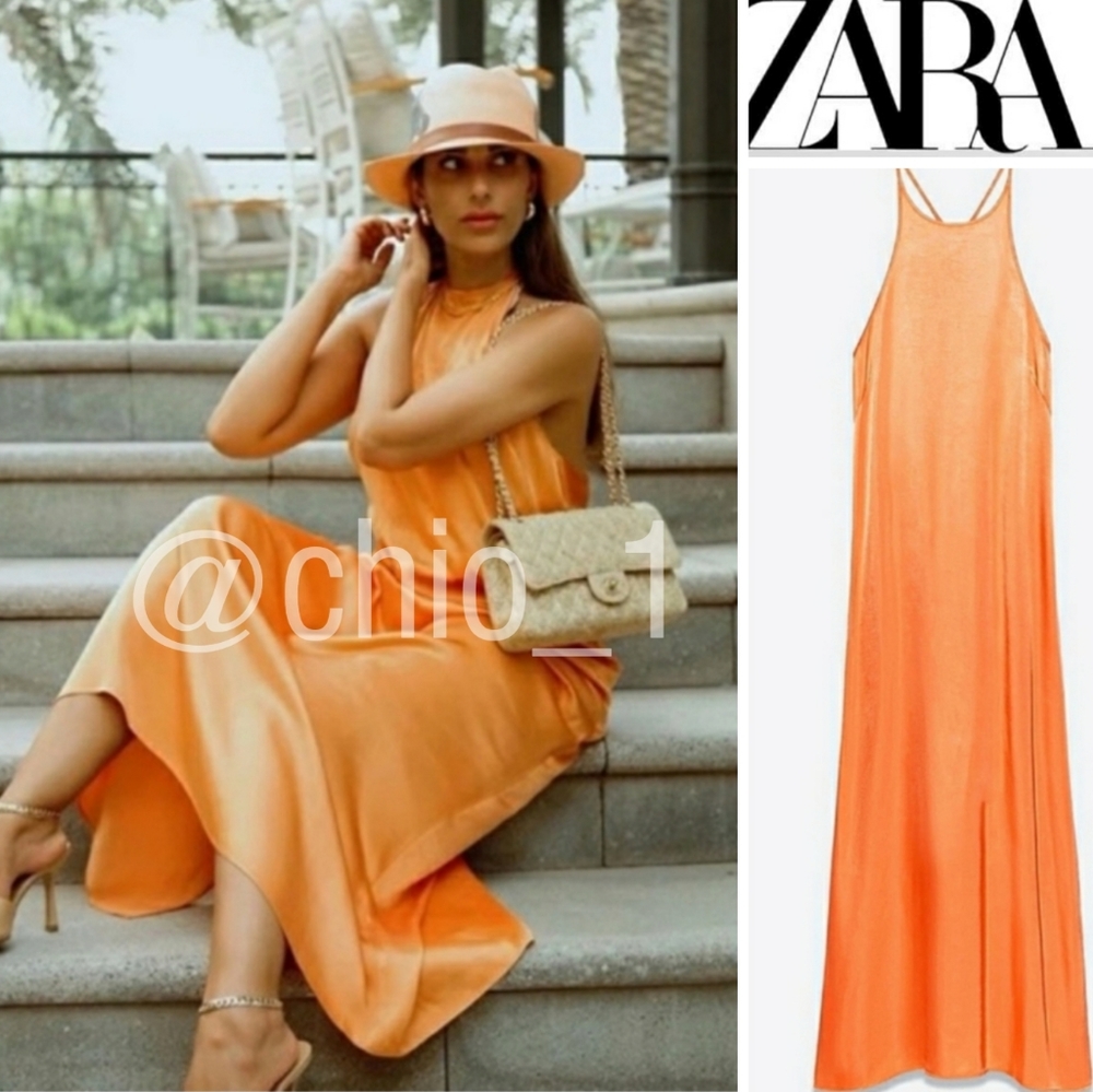 ZARA satin effect long dress BLOGGERS FAVORITE